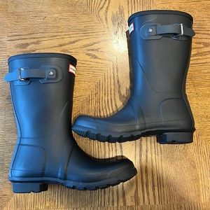 Womens Black Hunter Mid Calf Rain Boots - Size 8